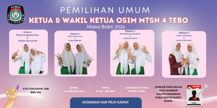 OSIM MTsN 4 Tebo Siapkan Pemilihan Pengurus Periode 2026/2027 OSIM MTsN 4 Tebo Siapkan Pemilihan Pengurus Periode 2026/2027